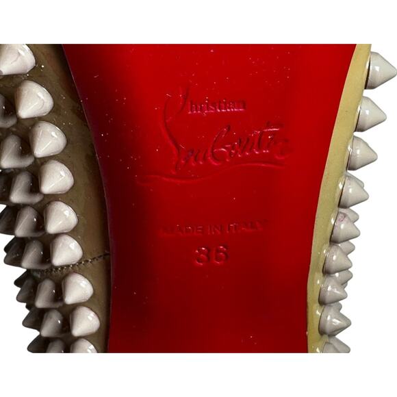 Christian Louboutin Alti Spikes 140 Nude Beige Patent Platform Heels Pumps 36 - Picture 8 of 8